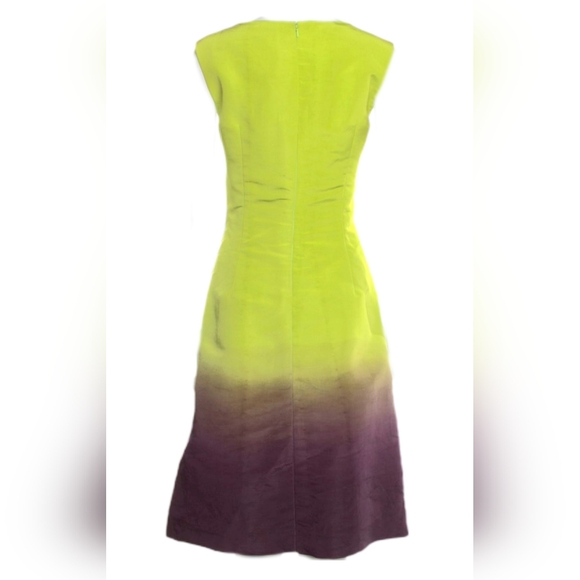 $6,000 NEW OSCAR DE LA RENTA SILK DIP DYE EXCL BEAD EMBROID RUNWAY MIDI DRESS XL - Picture 6 of 12